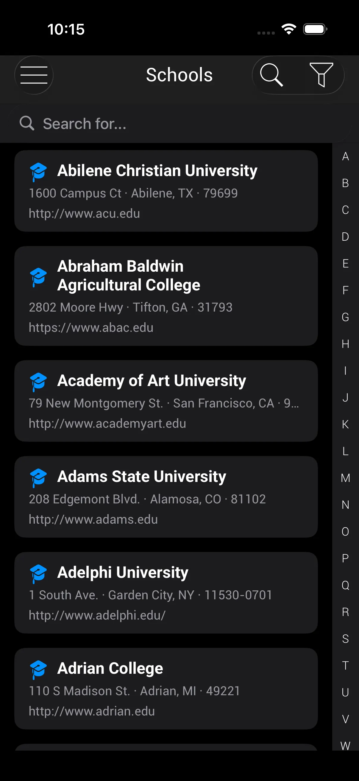 Baseball Bound and Softball Bound app interface